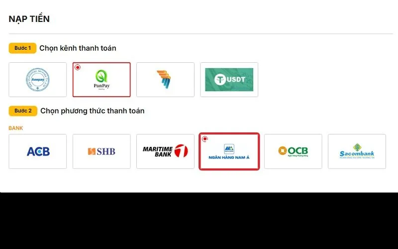 nạp tiền 79sodo qua tài khoản ngân hàng